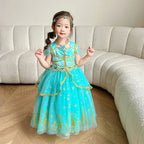Jasmine Kid Magic Lamp Baby Girl Princess Aladdin Gown Prom Birthday Carnival Costume