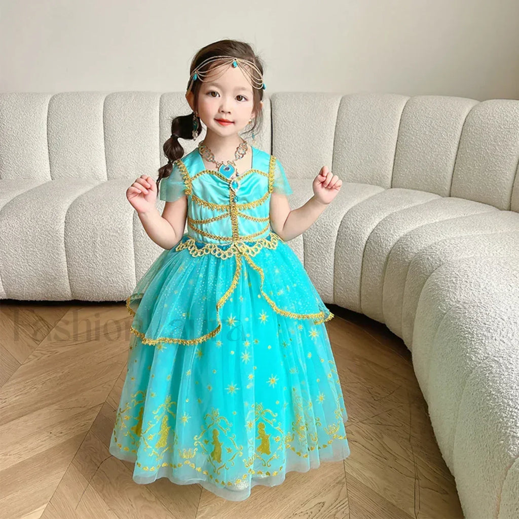 Jasmine Kid Magic Lamp Baby Girl Princess Aladdin Gown Prom Birthday Carnival Costume