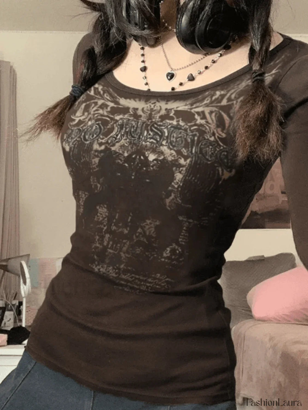 Justice Goth Long Sleeve Tee Brown / S Tops&Tees