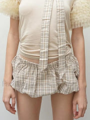 Khaki Puff A Line Mini Skirt