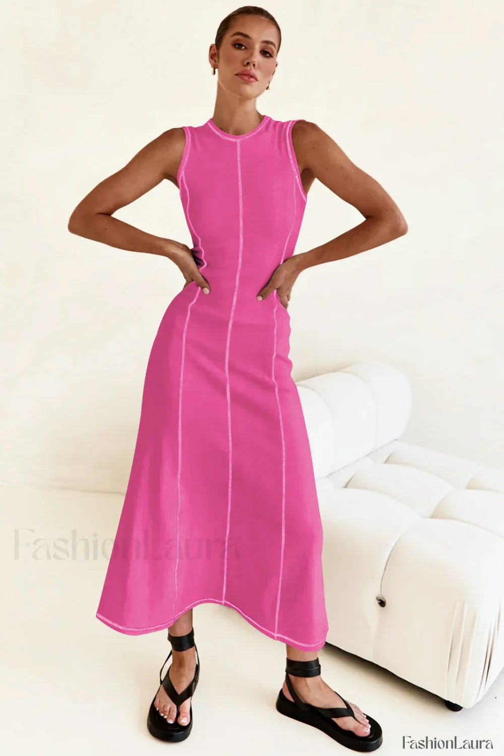 Knit Sleeveless A Line Retro Work Dress