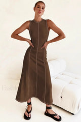 Knit Sleeveless A Line Retro Work Dress