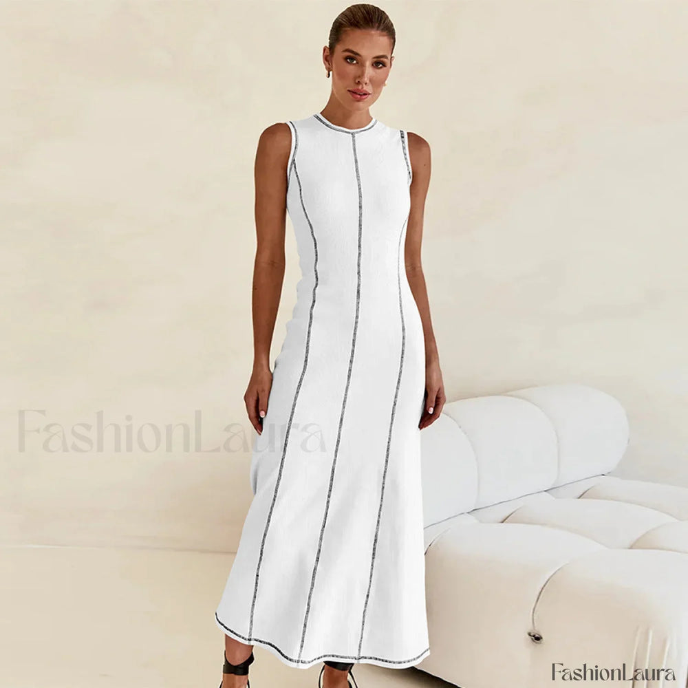 Knit Sleeveless A Line Retro Work Dress