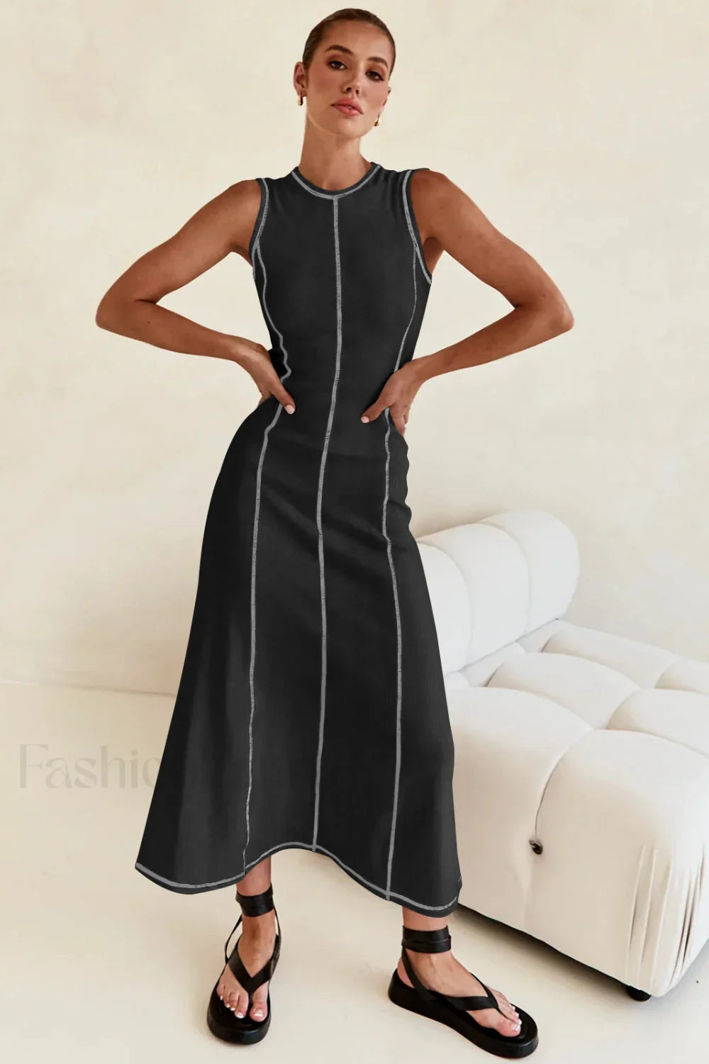 Knit Sleeveless A Line Retro Work Dress