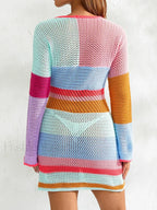 Knitted Cutout Stripe Mini Dress