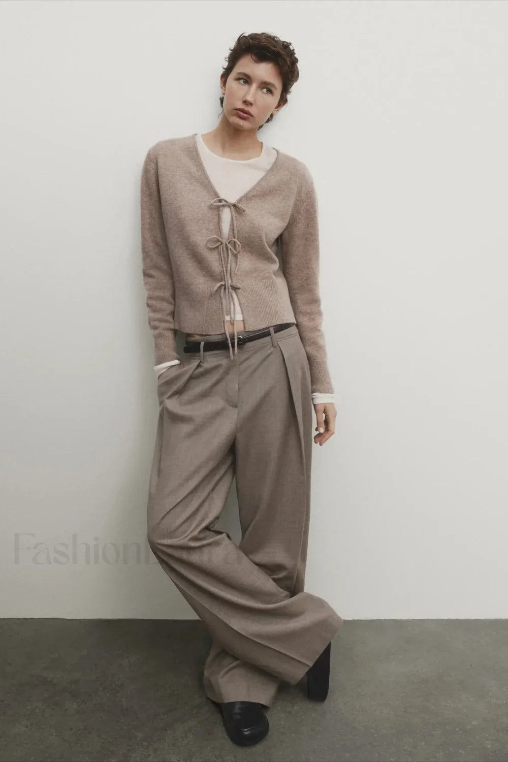 Knot Design Wool Blend Cardigan