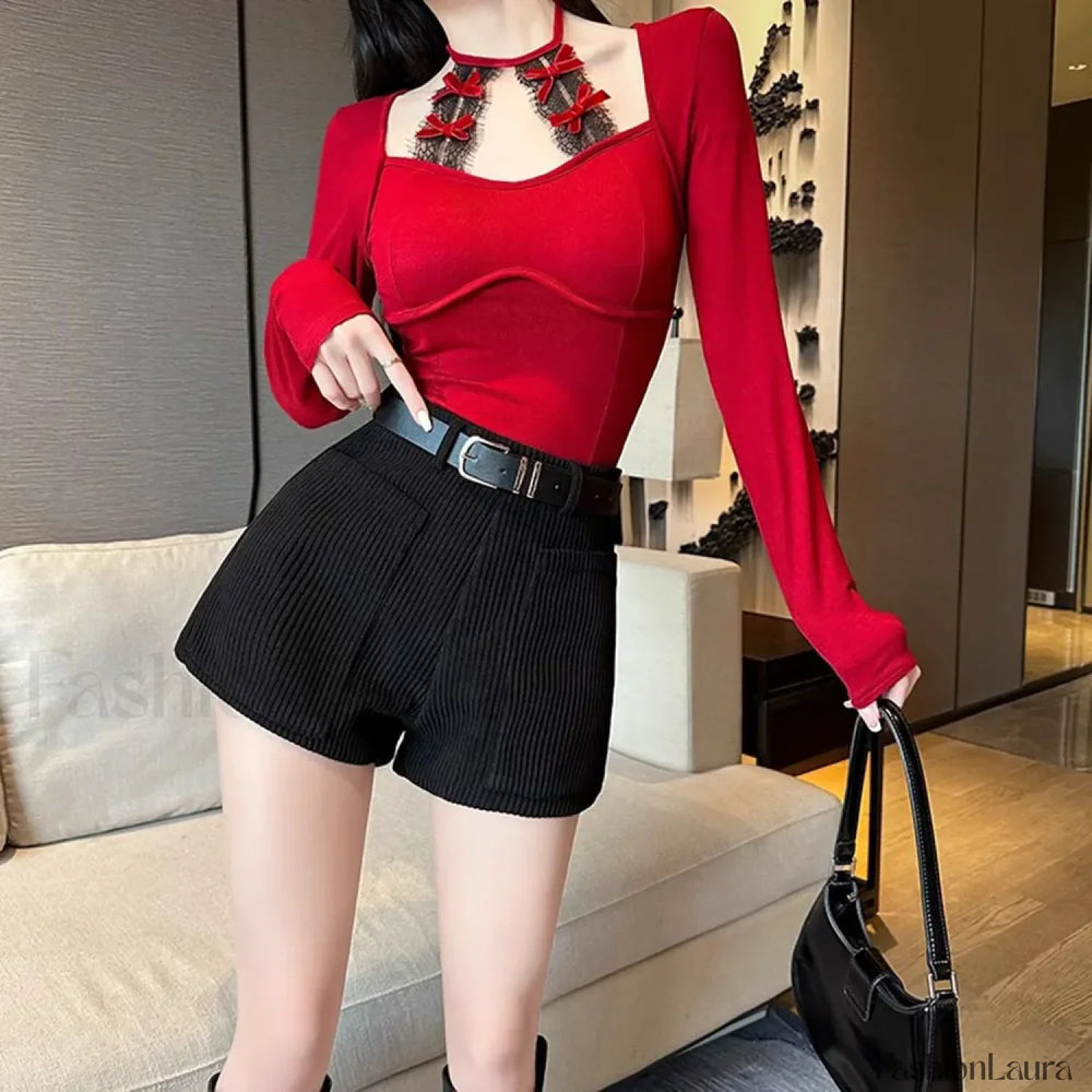 Korean Chic Pocket Office Lady Corduroy Shorts