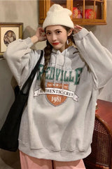 Korean Fashion Fleece Hooded Hoodie Grey / M