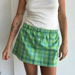 Korean Plaid Boxer Mini Skirt