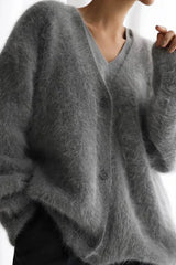 Korean Style Long Sleeve Knit Cardigan Dark Grey / S
