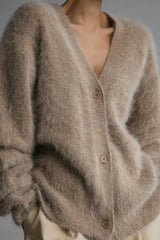 Korean Style Long Sleeve Knit Cardigan Khaki / S