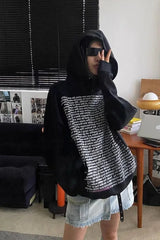 Korean Style Vintage Hooded Hoodie Black / S