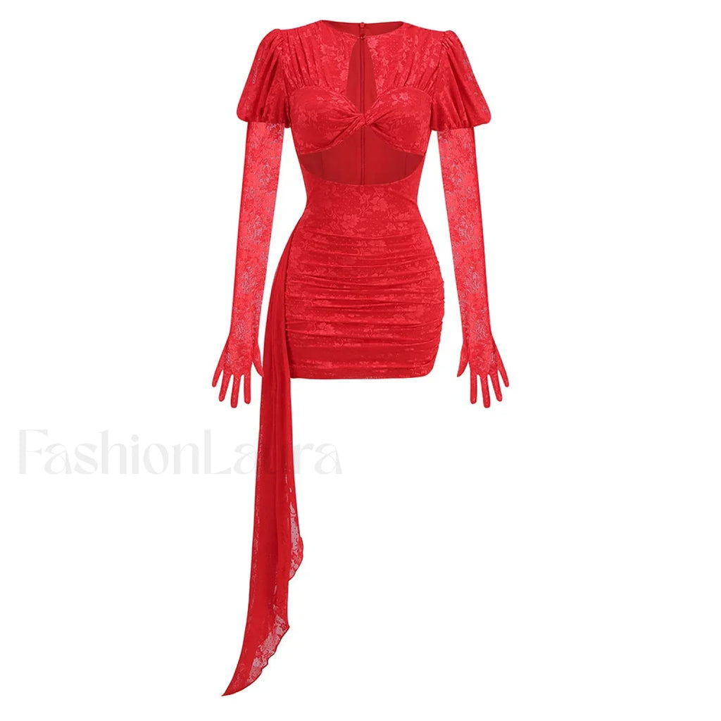 Lace Bodycon Mini Christmas Party Dress Christmas