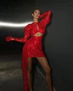 Lace Bodycon Mini Christmas Party Dress Red / XS Christmas