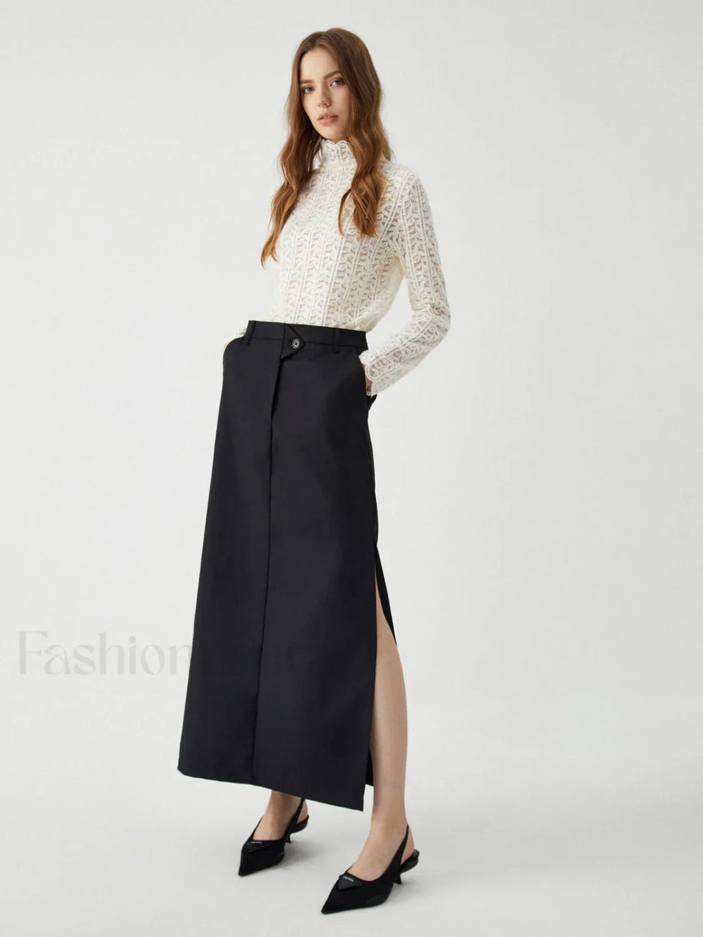 Lace Floral Graceful Pattern Mockneck Top T Shirts