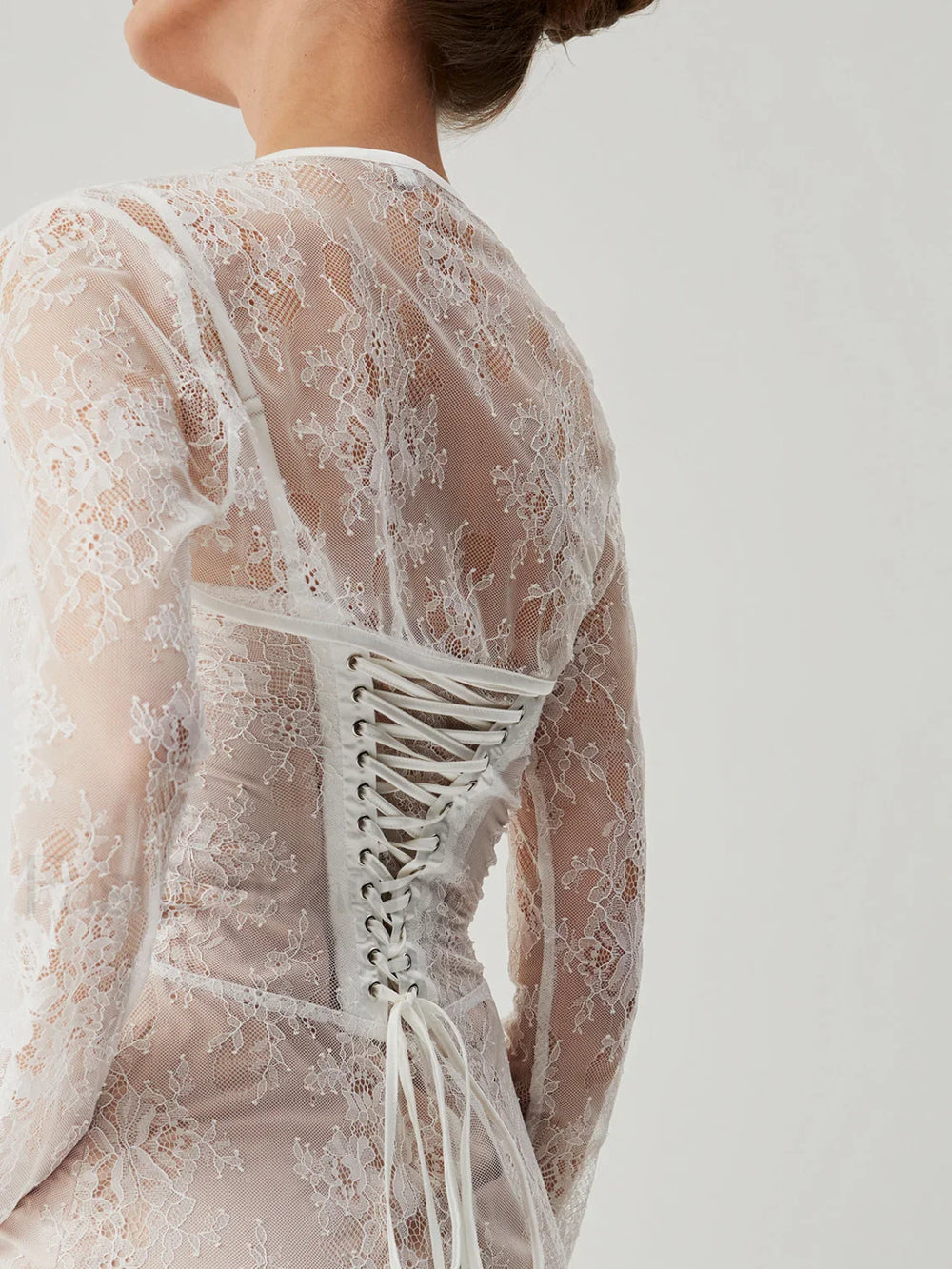 Lace Jacquard Floral Trendy Semi sheer Tied Maxi Dress Dresses