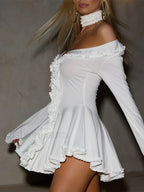Lace Off Shoulder Slim Mini Dress