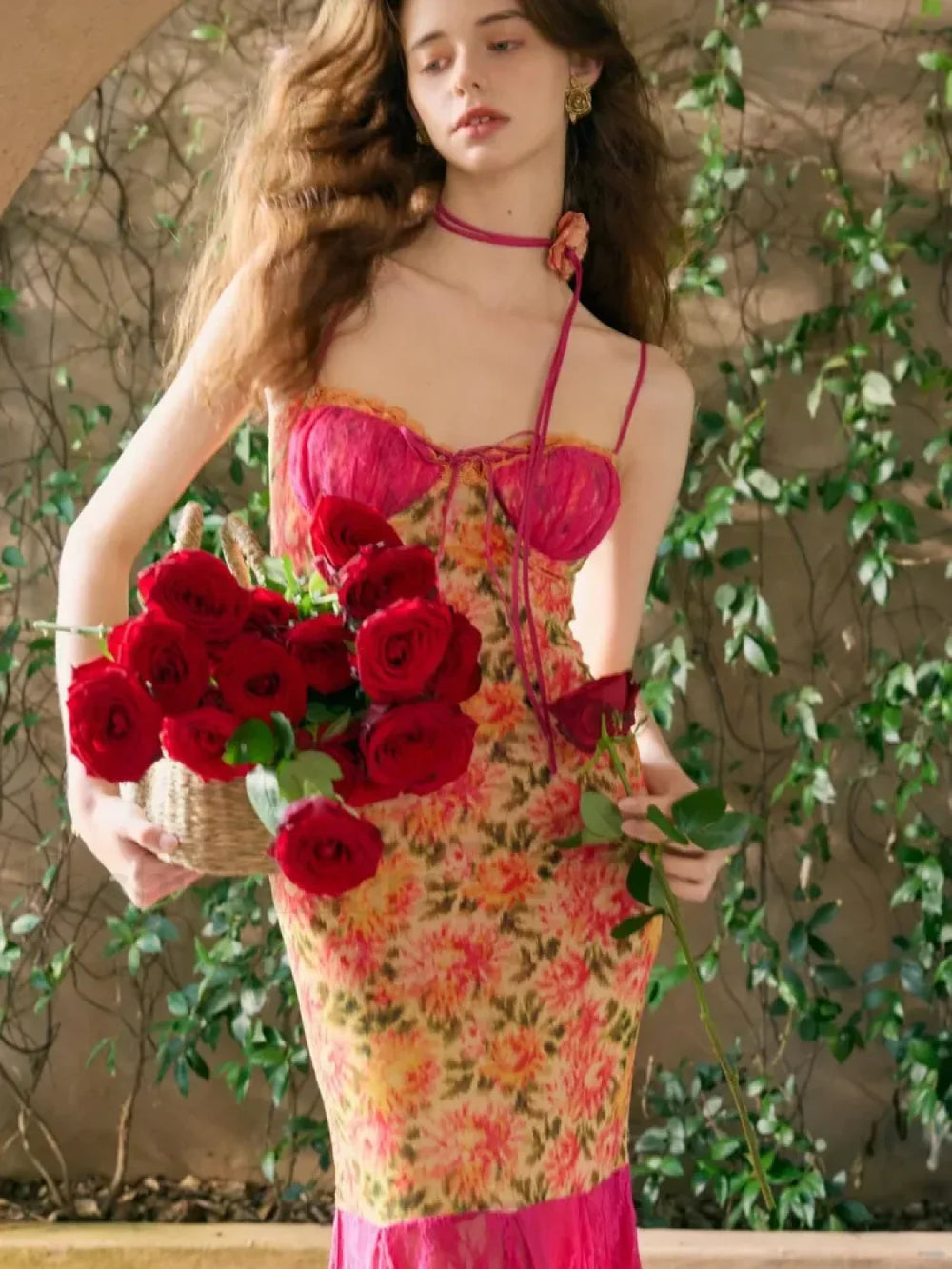 Lace Patchwork Bodycon Floral Dress