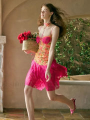 Lace Patchwork Bodycon Floral Dress