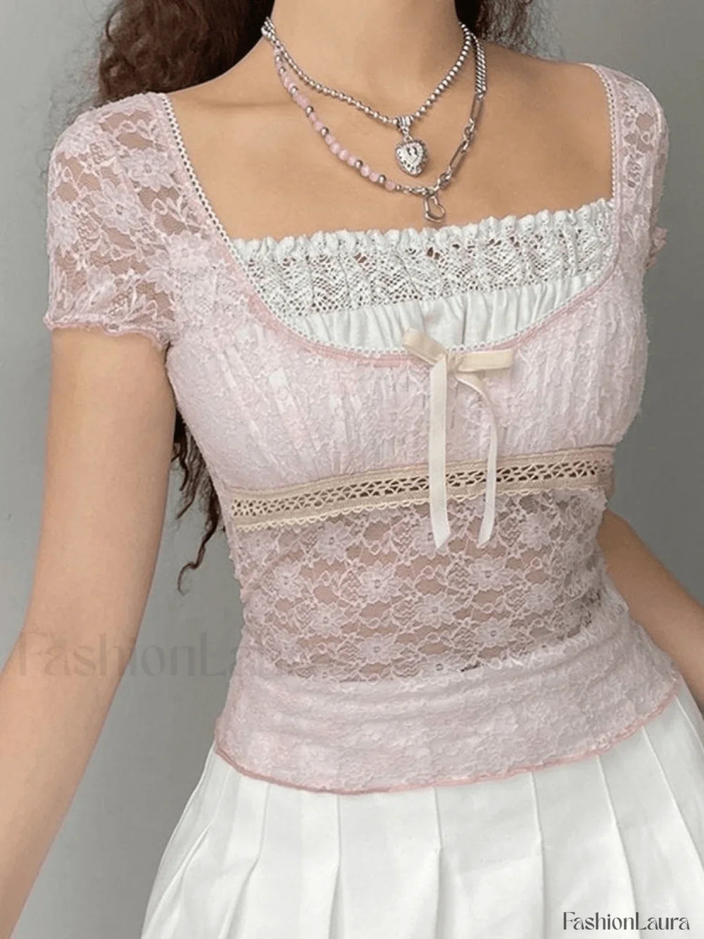 Lace Patchwork Crop Blouse Shirts