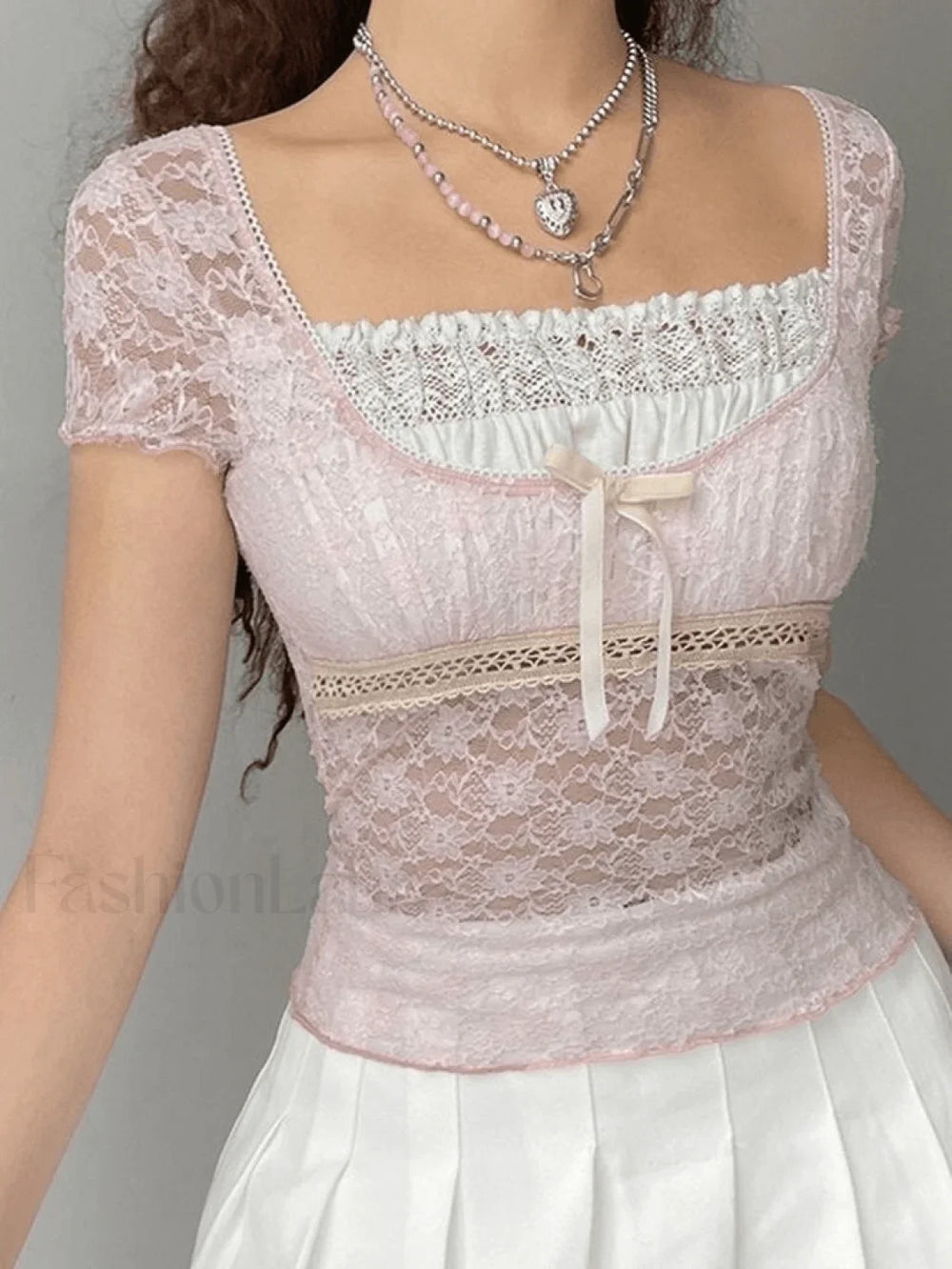 Lace Patchwork Crop Blouse Shirts