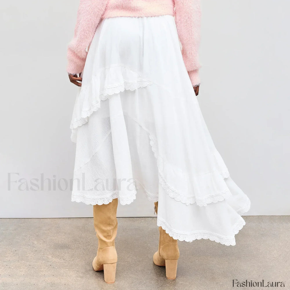 Lace Patchwork Midi Skirt