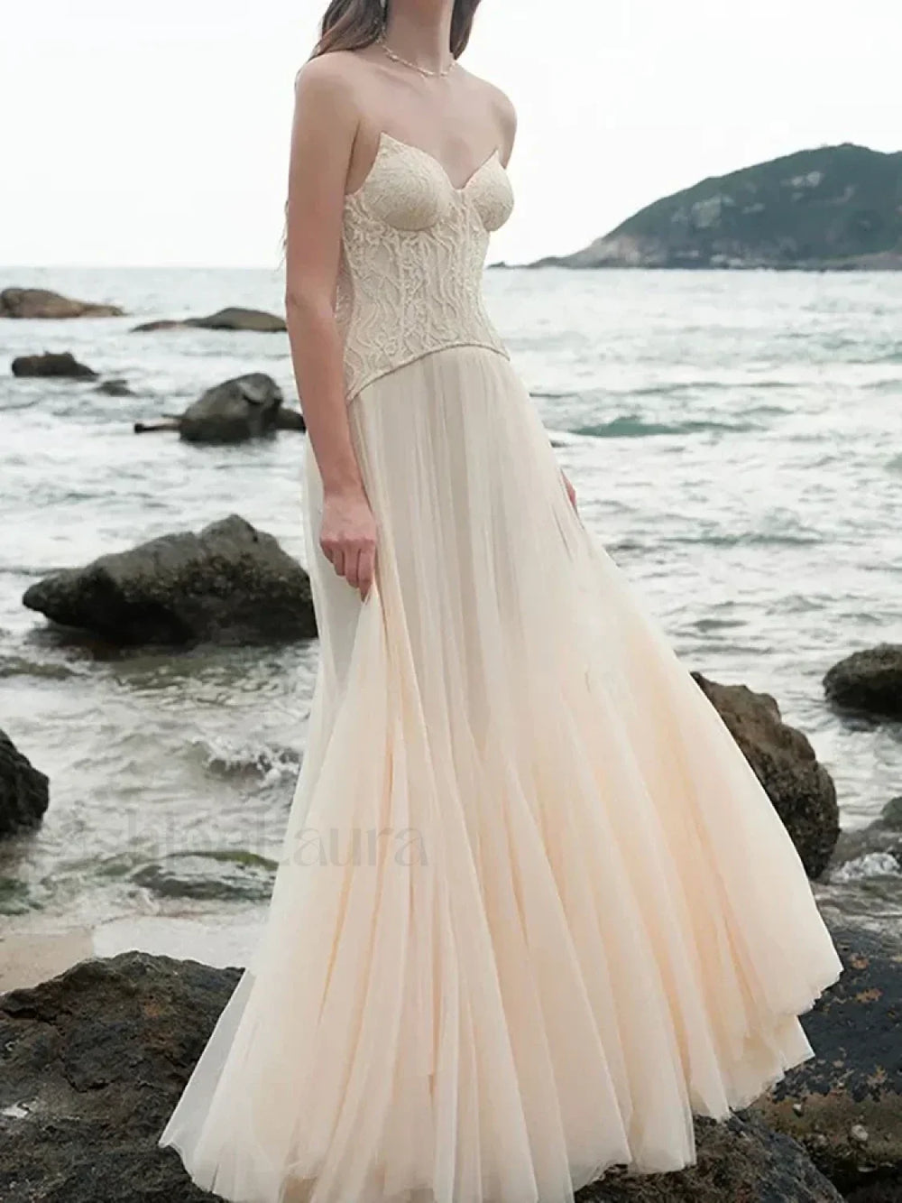 Lace Patchwork Pink Maxi Dress yellow / XS