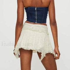 Lace Ruffle Pleated Mini Skirt