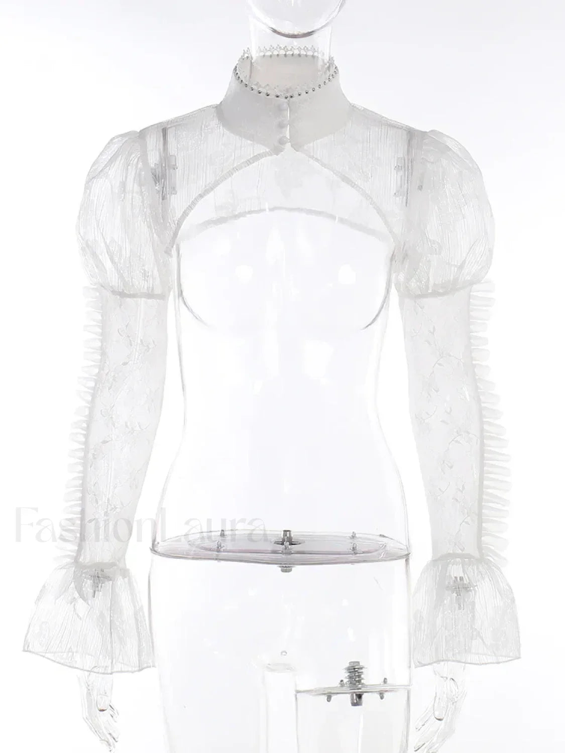 Lace Sleeve Mesh Bodycon Cocktail Vintage Witchy Flare Goth Retro Gothic Dress Top / S