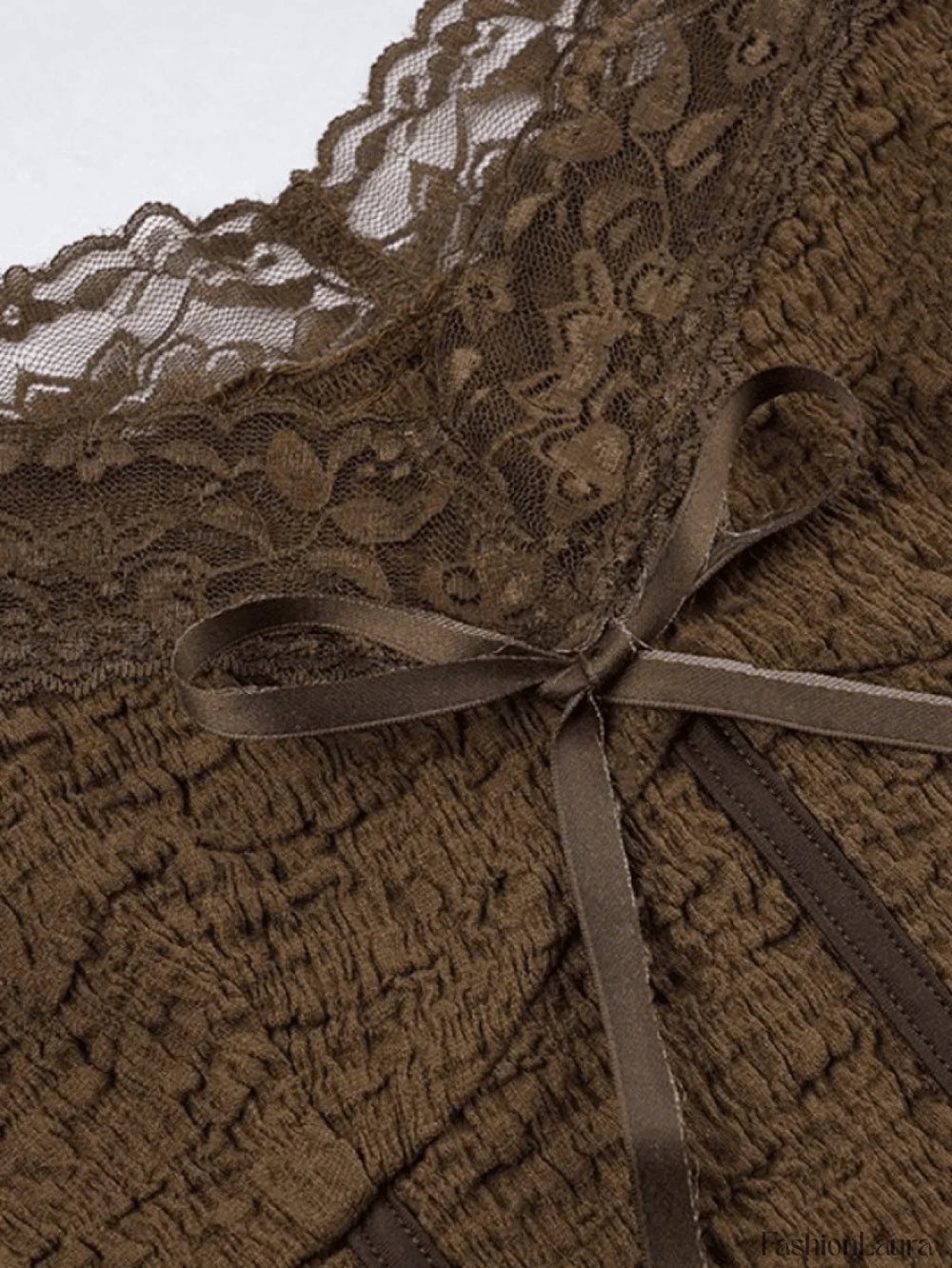 Lace Trim Crinkle Cropped Blouse Shirts