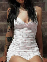 Lace Trim Floral Mini Dress Mini Dresses