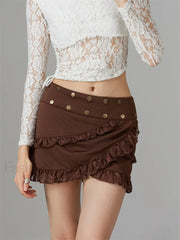 Lace Trim Irregular Hem Mini Skirt