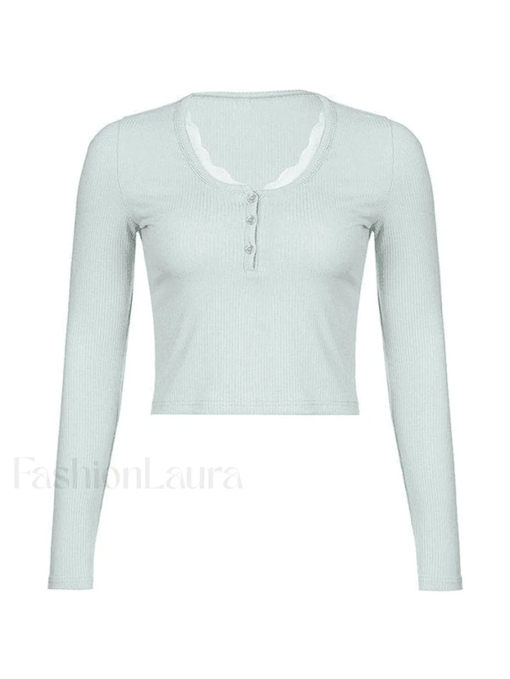 Lace Trim Knit Long Sleeve Crop Top Sweaters