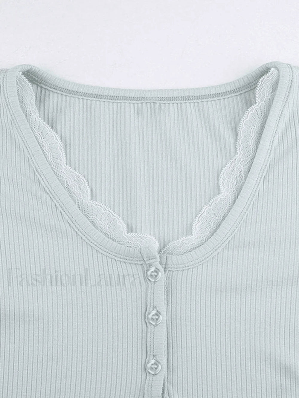 Lace Trim Knit Long Sleeve Crop Top Sweaters