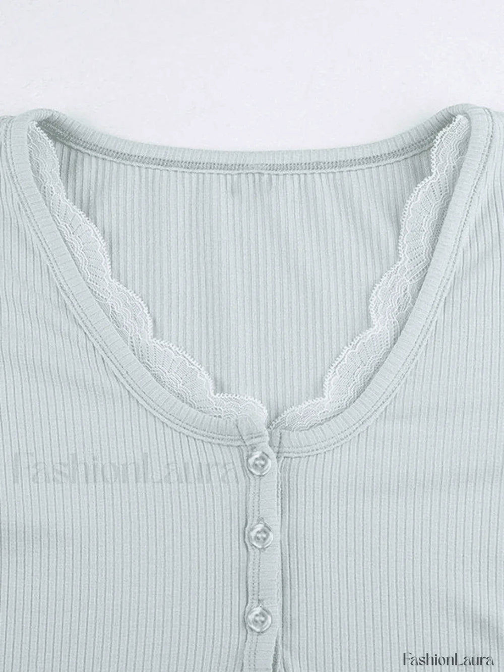 Lace Trim Knit Long Sleeve Crop Top Sweaters