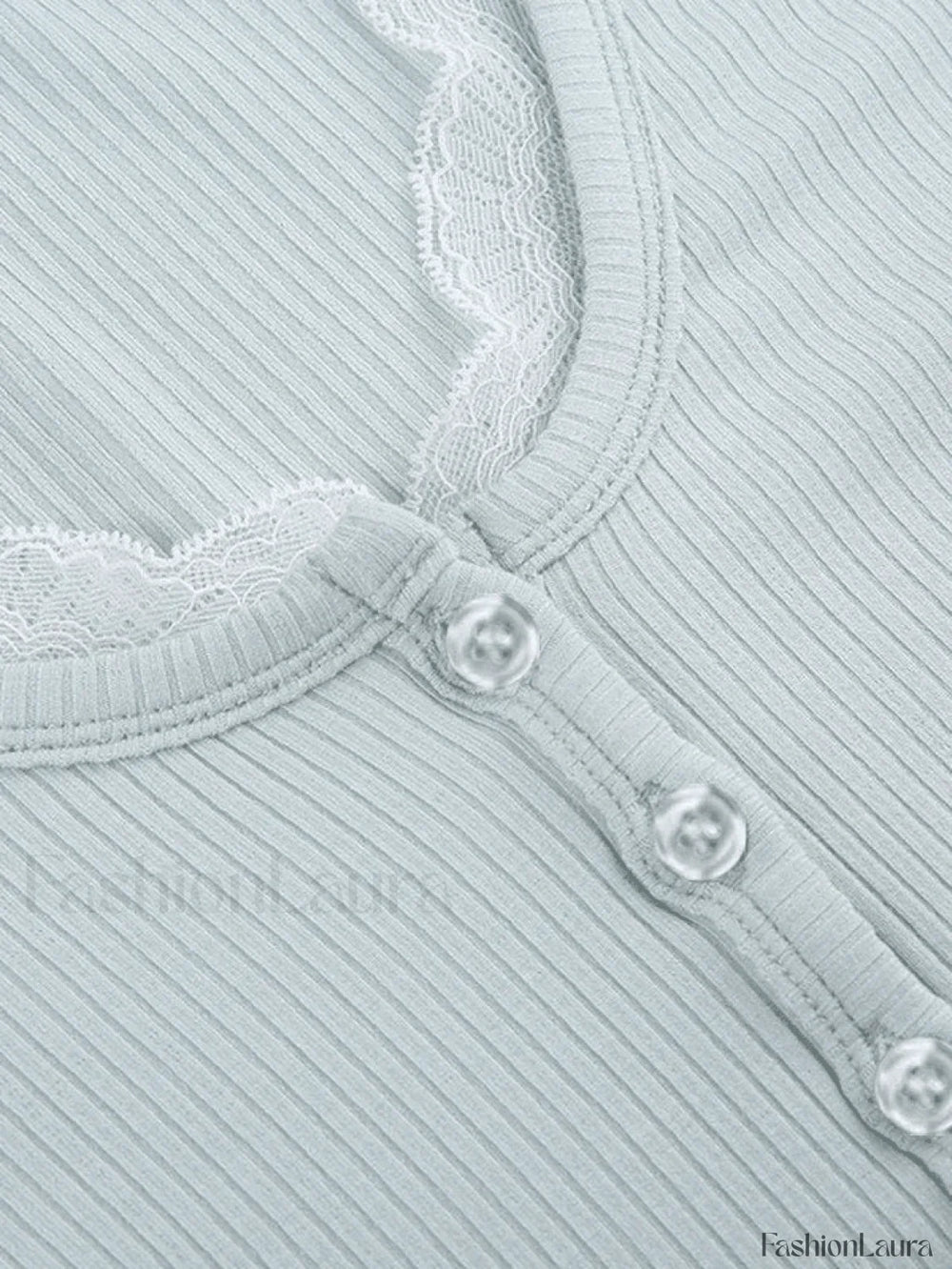 Lace Trim Knit Long Sleeve Crop Top Sweaters