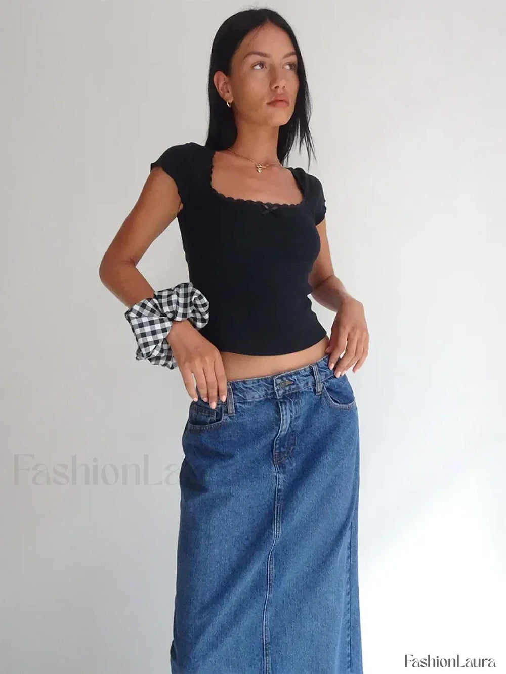 Lace Trim Knitted Vintage T Shirt