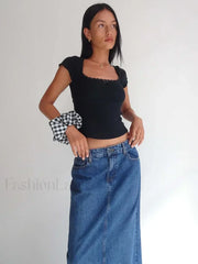 Lace Trim Knitted Vintage T Shirt