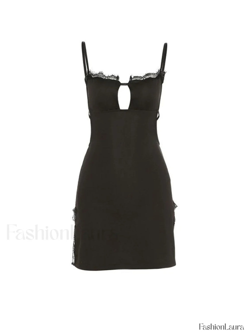 Lace Trim Split Open Back Mini Dress Mini Dresses