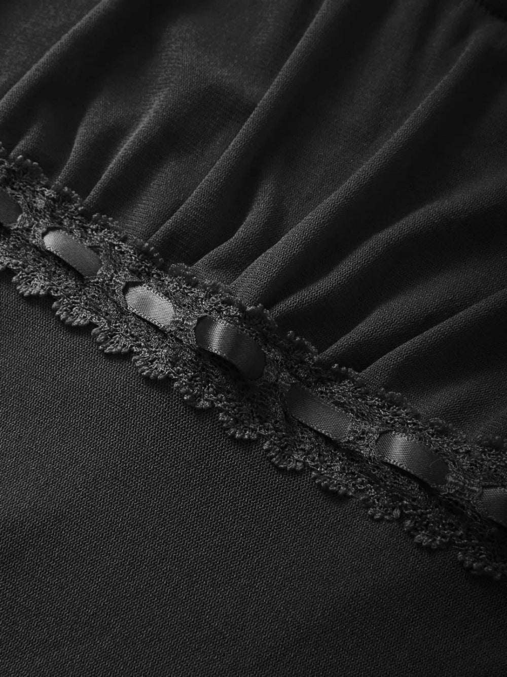 Lace Trim Tie Front Long Sleeve Blouse Long Sleeves