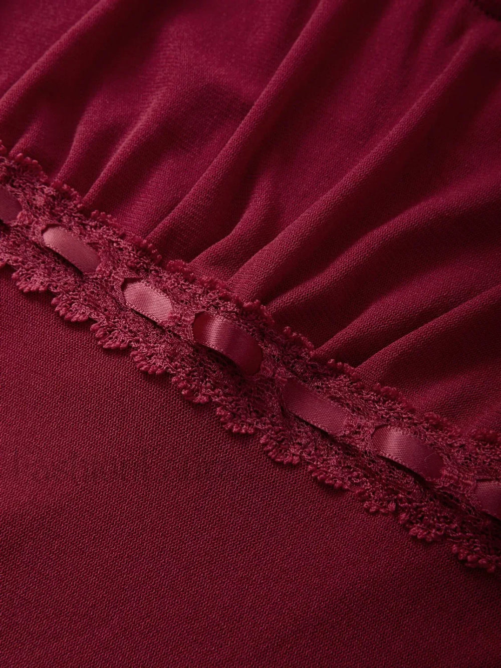 Lace Trim Tie Front Long Sleeve Blouse Long Sleeves