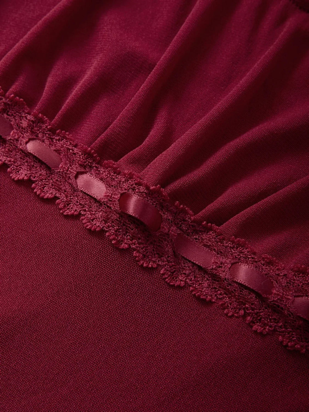 Lace Trim Tie Front Long Sleeve Blouse Long Sleeves