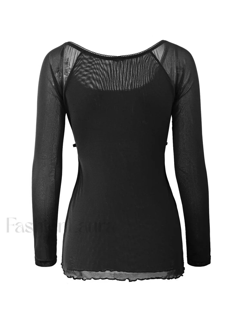 Lace Trim Tie Front Long Sleeve Blouse Long Sleeves