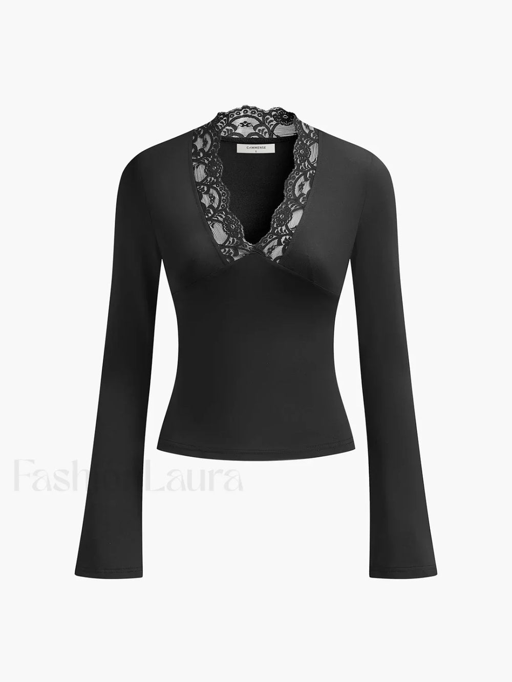 Lace Trim V Neck T Shirt T Shirts