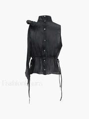 Lace Up Bow Trendy Sleeveless Tank Top Tank Tops & Camis