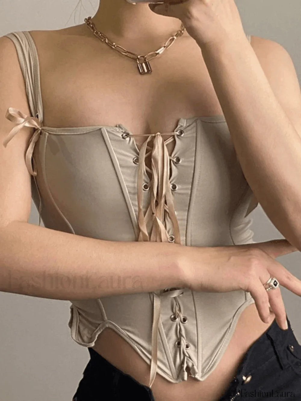 Lace Up Corset Top Tops&Tees