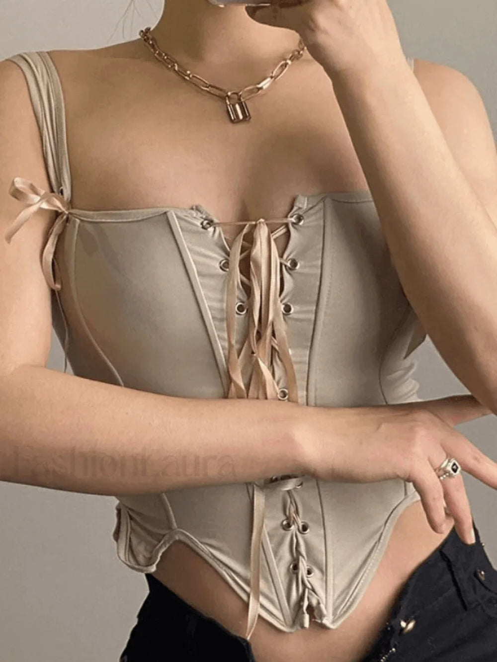 Lace Up Corset Top Tops&Tees