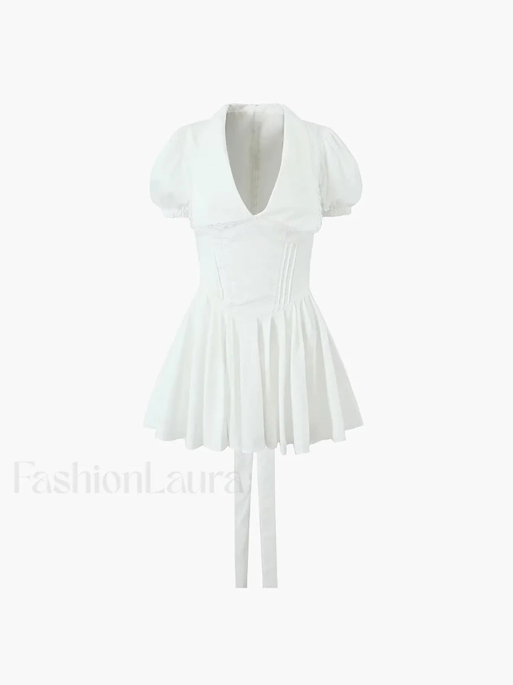 Lace Up Doll Collar Short Dress Dresses