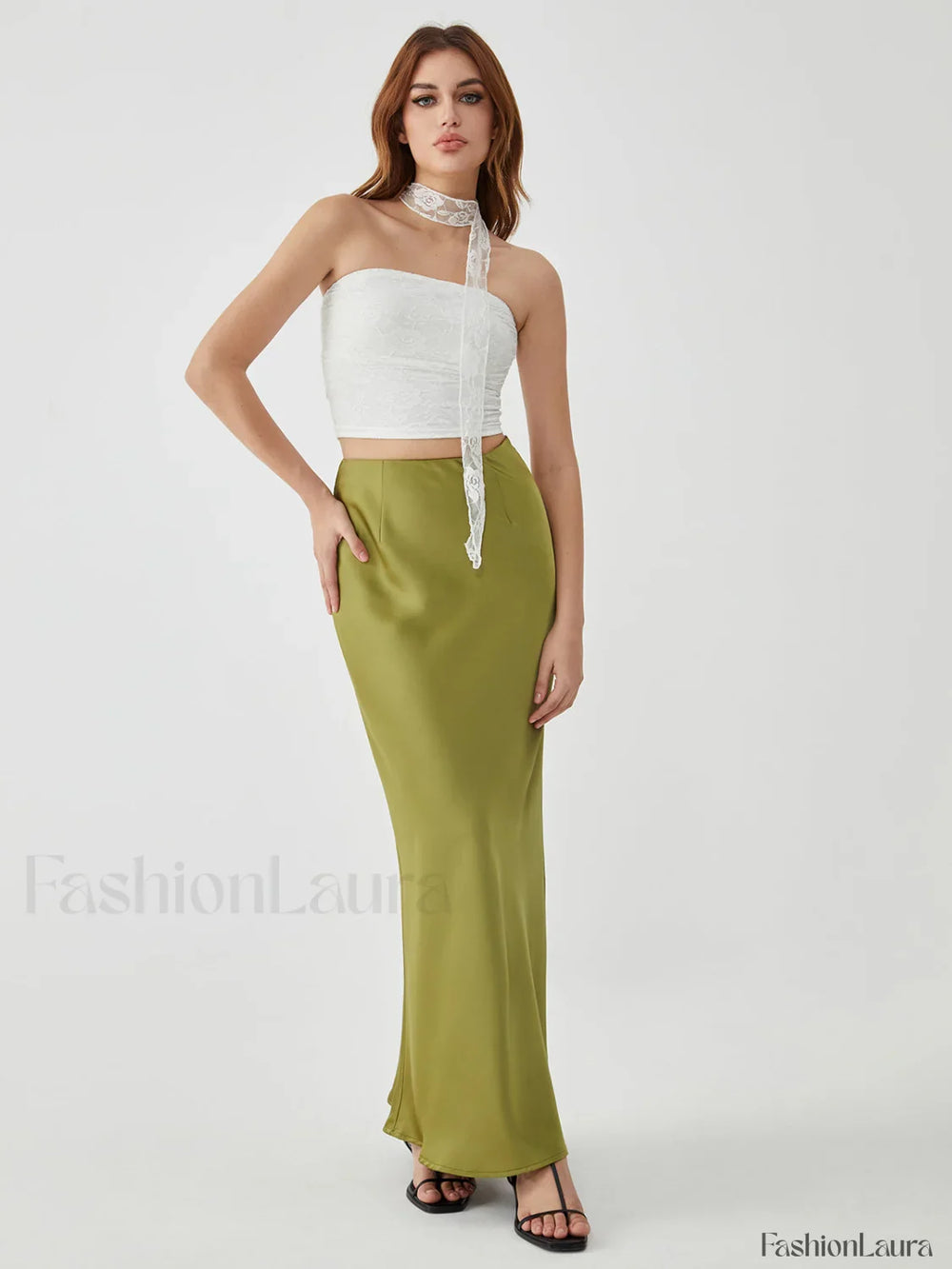 Lace Up Graceful Sheer Tube Top Tank Tops & Camis