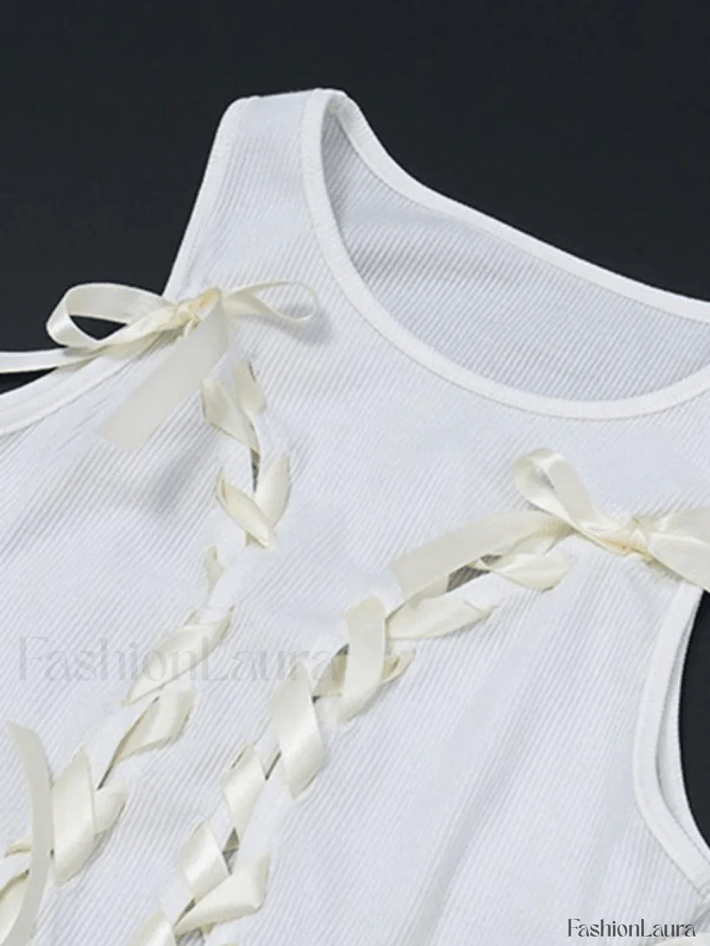 Lace Up Ribbed Cropped Tank Top Tops&Tees